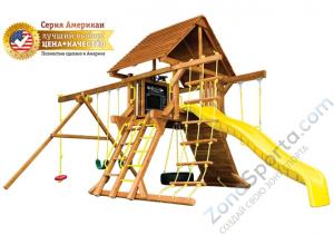 Игровая площадка Rainbow Play Systems Американ Кастл II деревянная крыша (American Castle II)