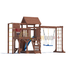 Детская деревянная игровая площадка для улицы дачи CustWood Scout SC10 с деревянной крышей